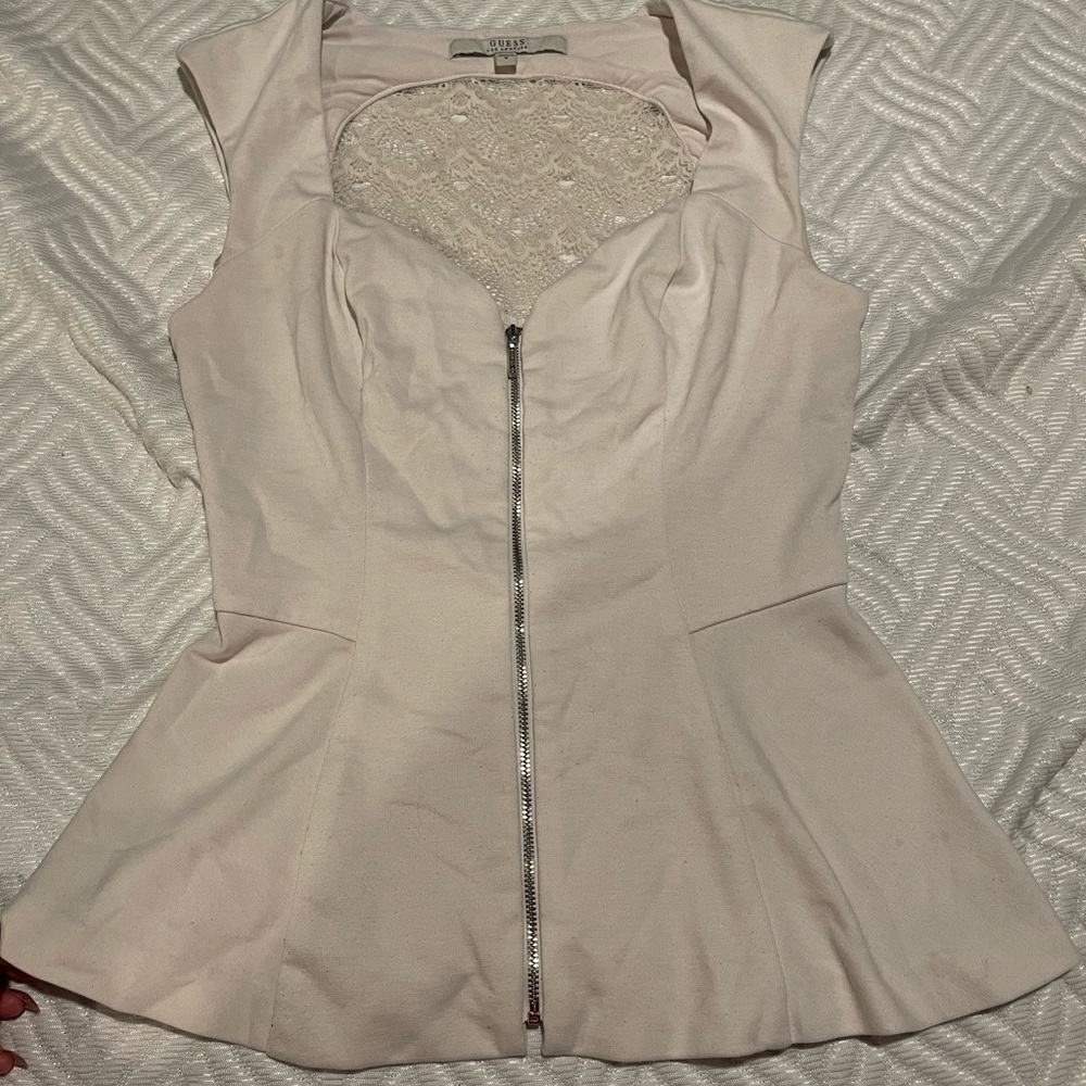 Y2k Guess Peplum zip up top
